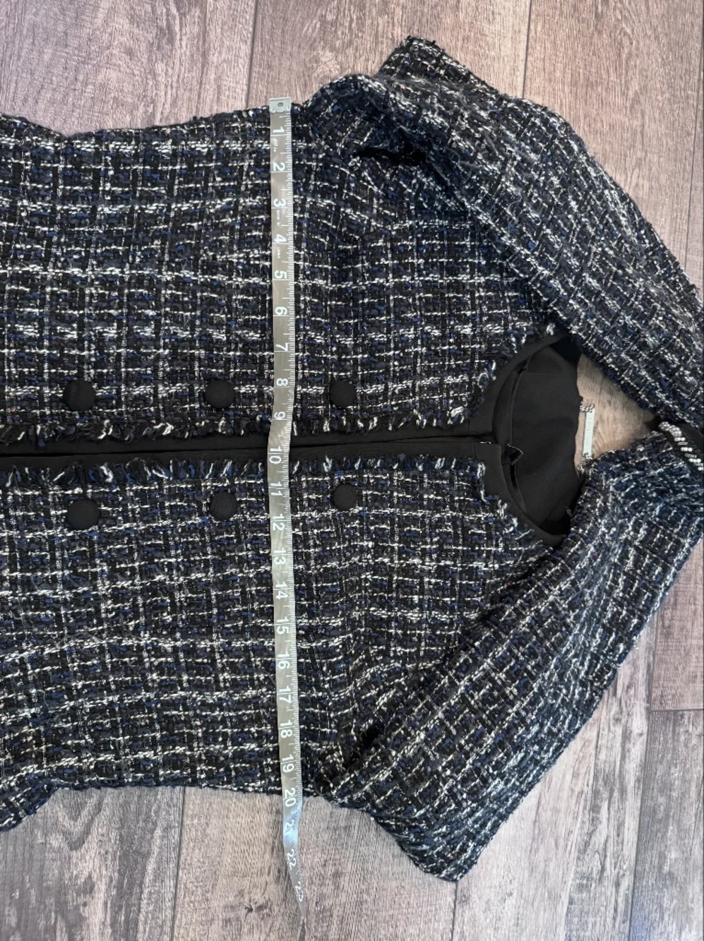 White House Black Market Classic Black And Blue Tweed Jacket - Women's Medium